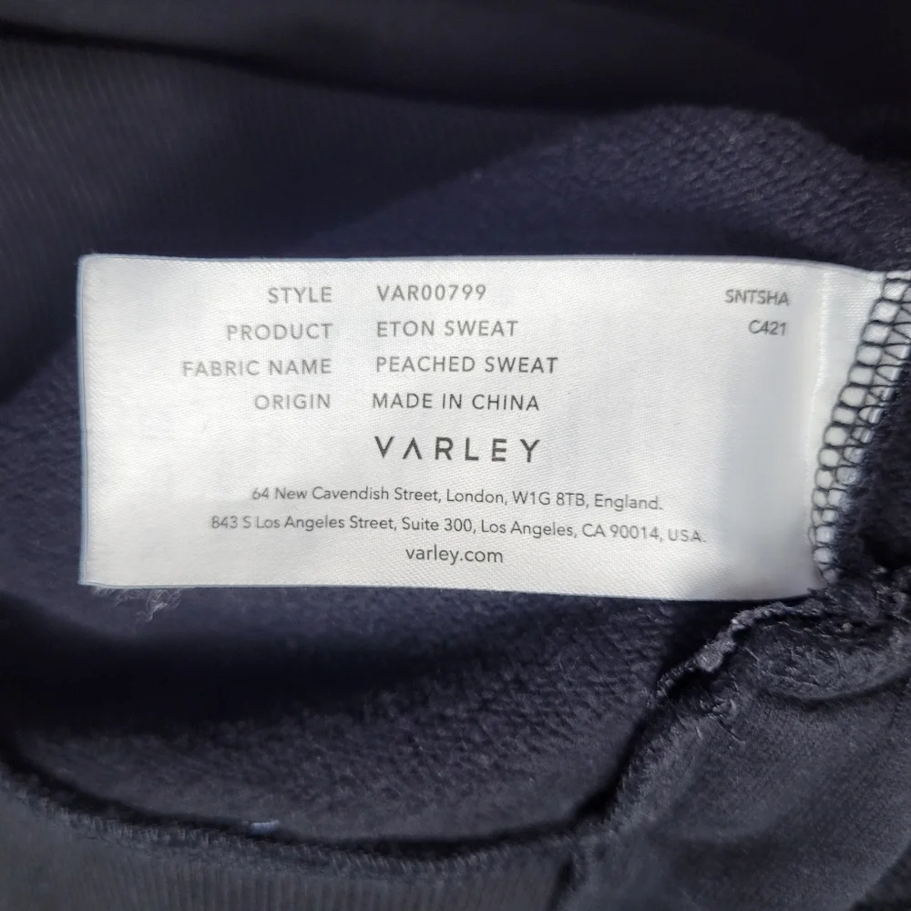Varley Sweater Womens M Black Peached‎ Sweat Cotton Blend Ribbed Pullover